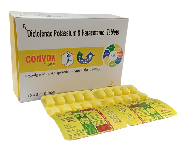 CONVON Tablets Diclofenac Potassium & Paracetamol Tablets