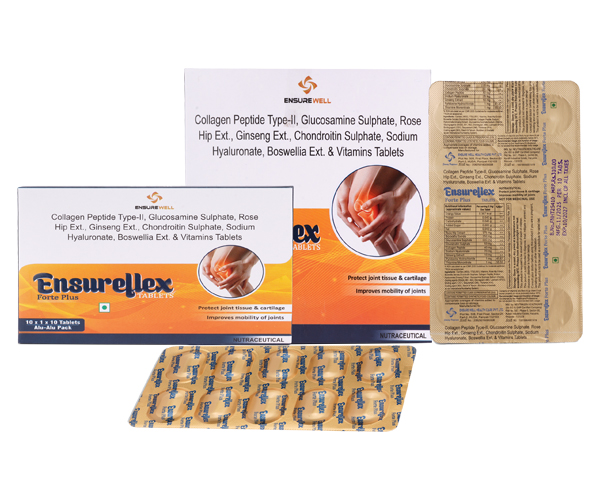 Collagen Peptide Type-II, Glucosamine, Chondroitin & Hyaluronic Acid Tablets